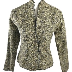 Khangura Swirly Print Jacket Size XS Gray Khaki Fitted